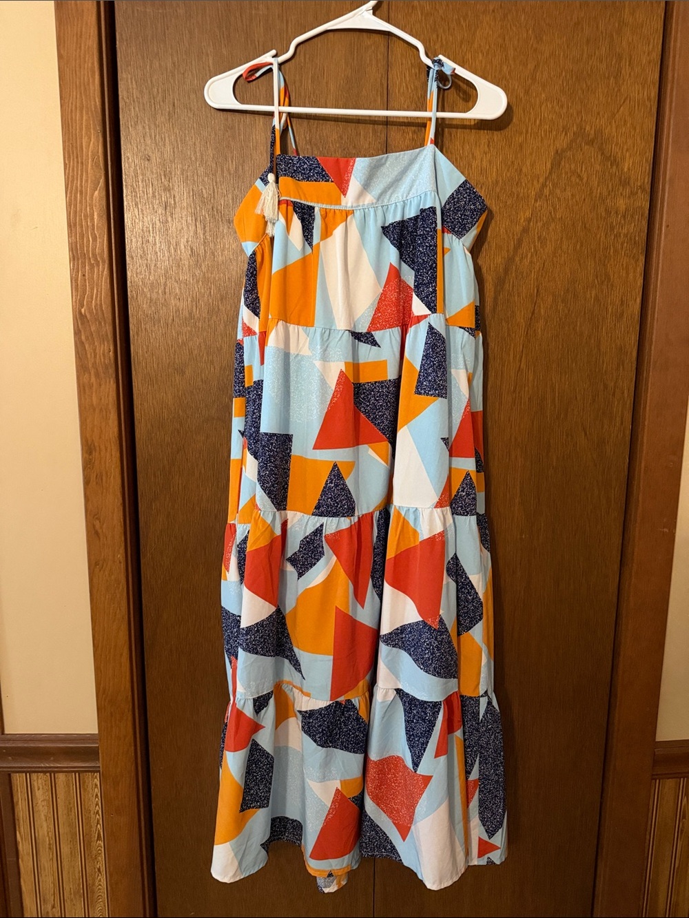 Entro Colorblock Geometric Maxi Dress with Spaghetti Straps
